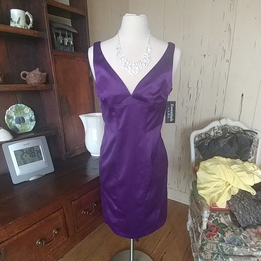 NWT ABS PURPLE SATIN COCKTAIL DRESS